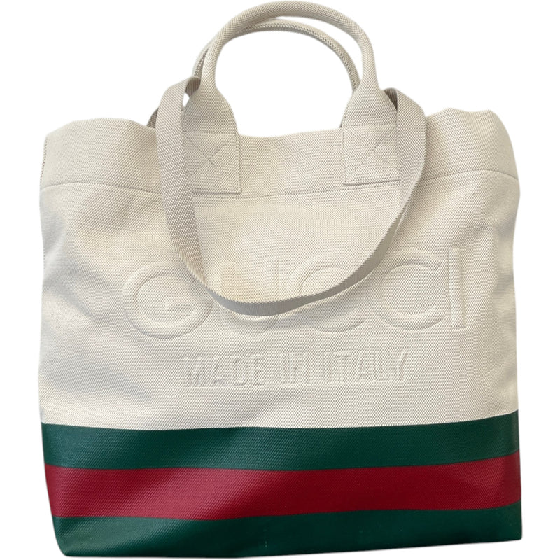 Women's Large Logo Web Stripe Bag Beige