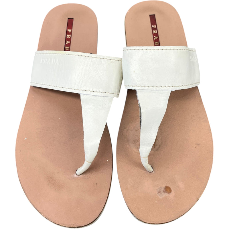 Women's Logo Embossed Sandals Cream Size EU 36 / UK 3
