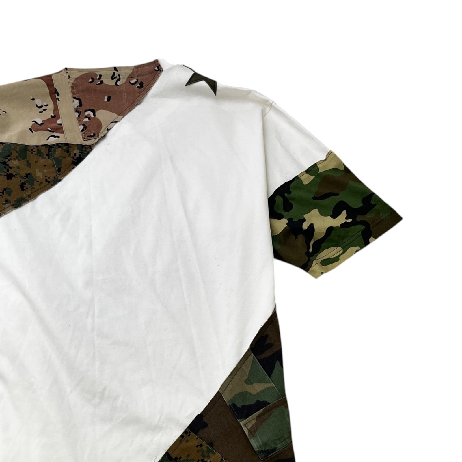 Men's Camouflage Star Patchwork T-Shirt White Size L - Photo 4