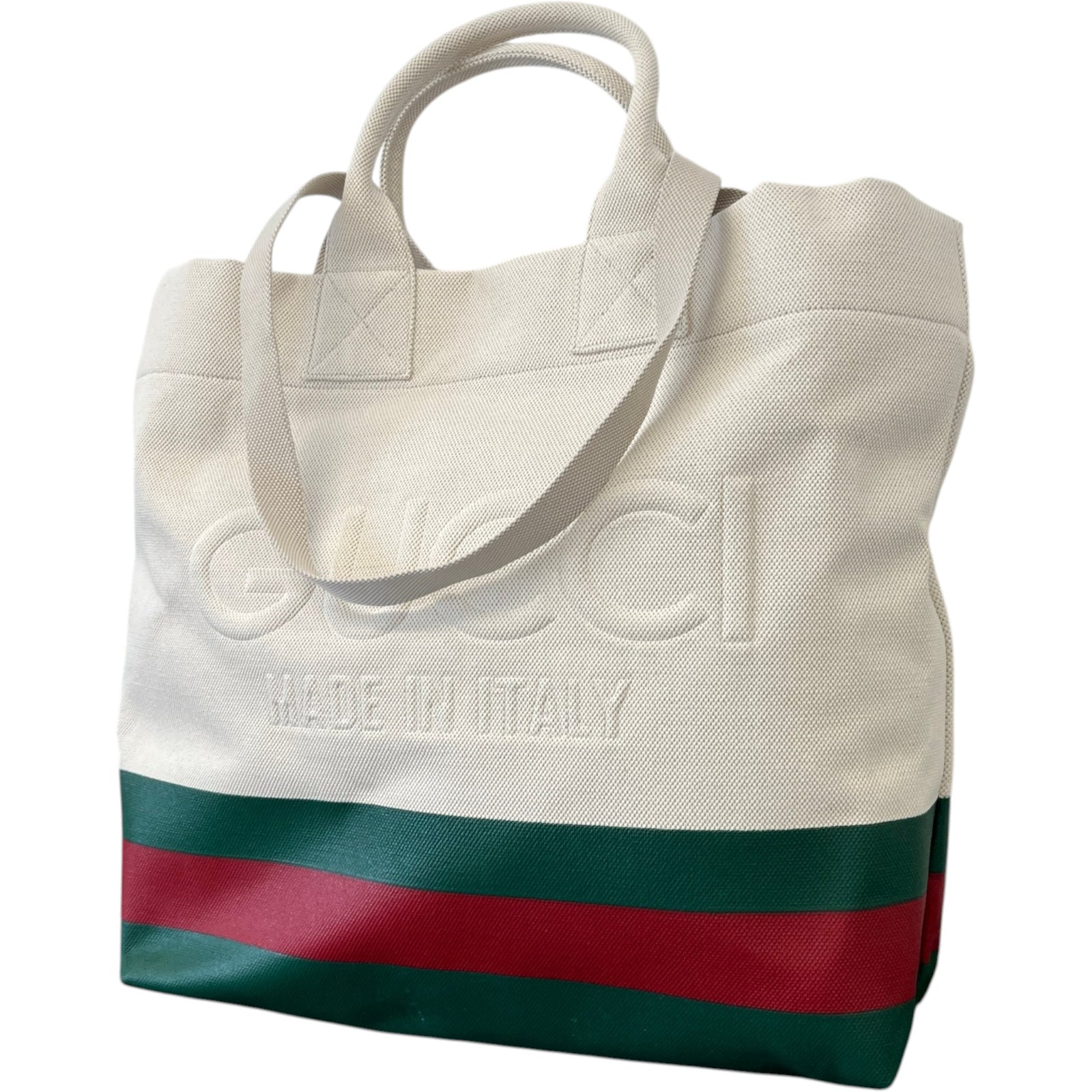 Women's Large Logo Web Stripe Bag Beige - Photo 6