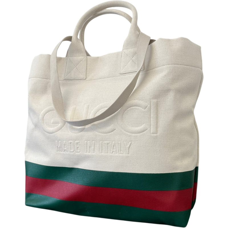 Women's Large Logo Web Stripe Bag Beige