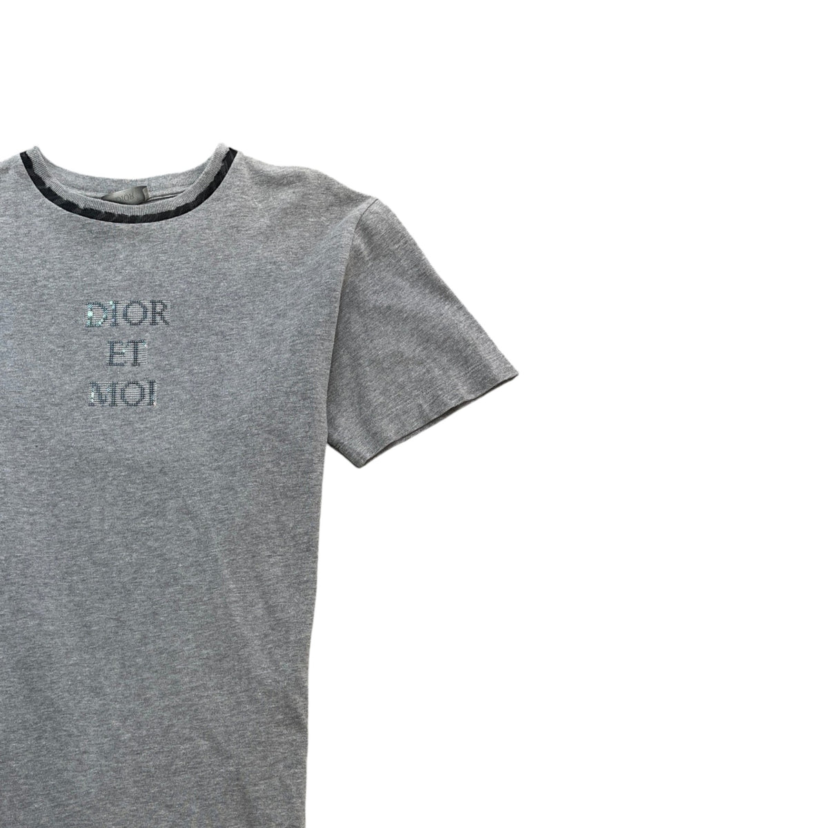 Men's Sequin Embroidered Logo T-Shirt Grey Size S - Photo 3