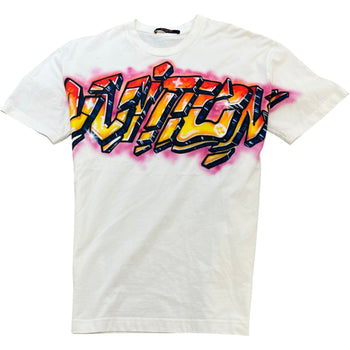 Men's Graffiti Logo Print T-Shirt White Size M