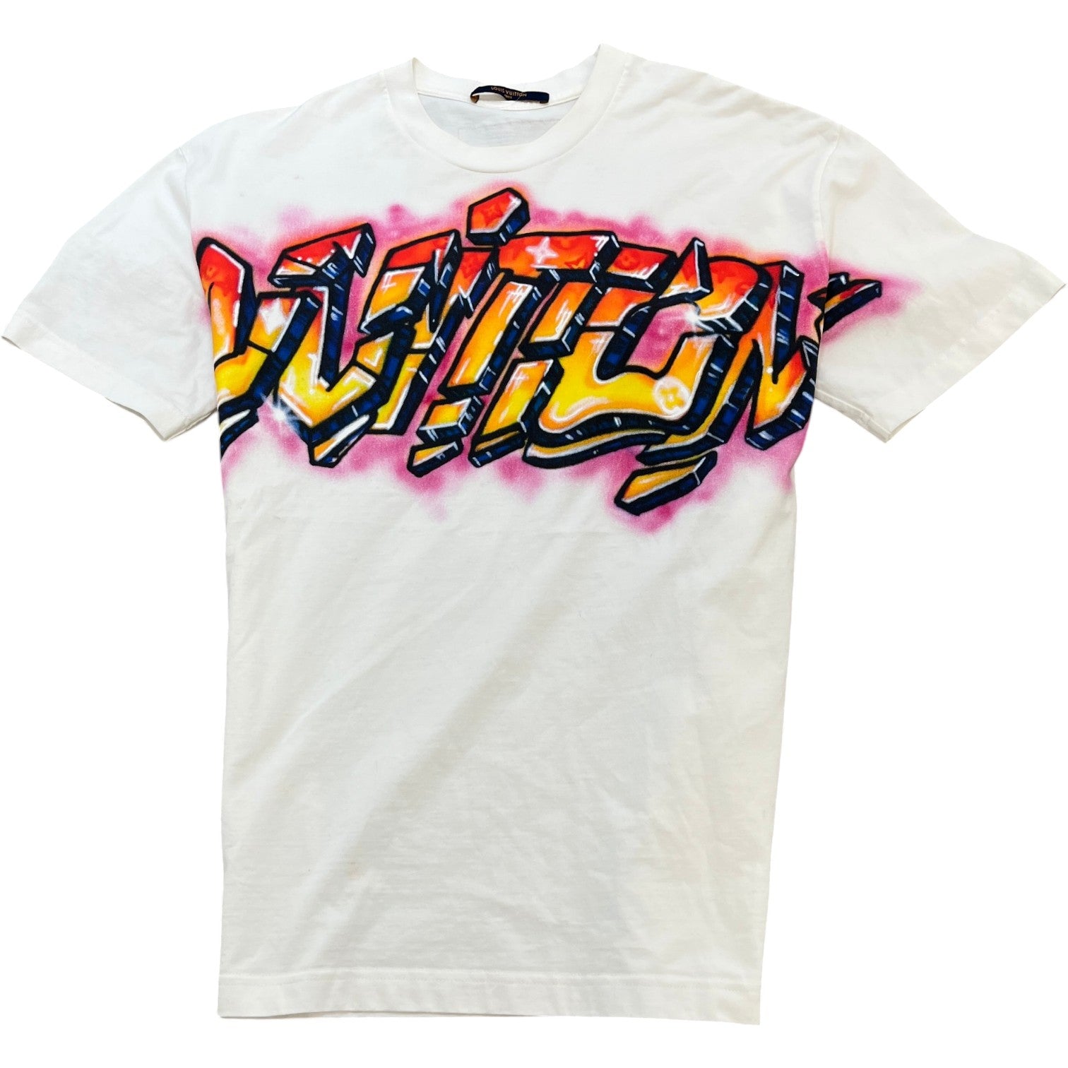 Men's Graffiti Logo Print T-Shirt White Size M - Photo 1