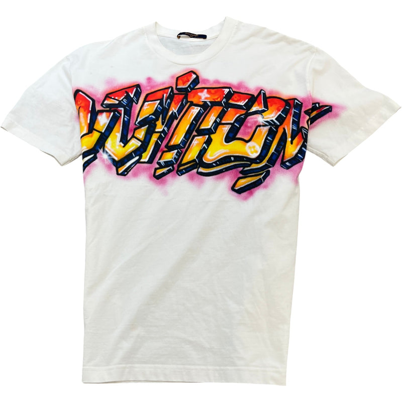 Men's Graffiti Logo Print T-Shirt White Size M