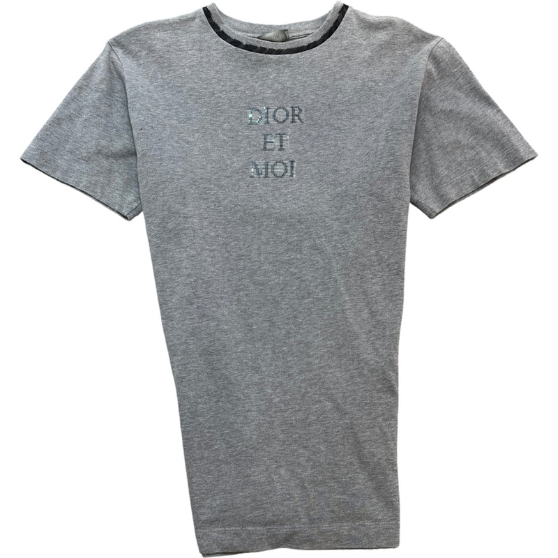 Men's Sequin Embroidered Logo T-Shirt Grey Size S