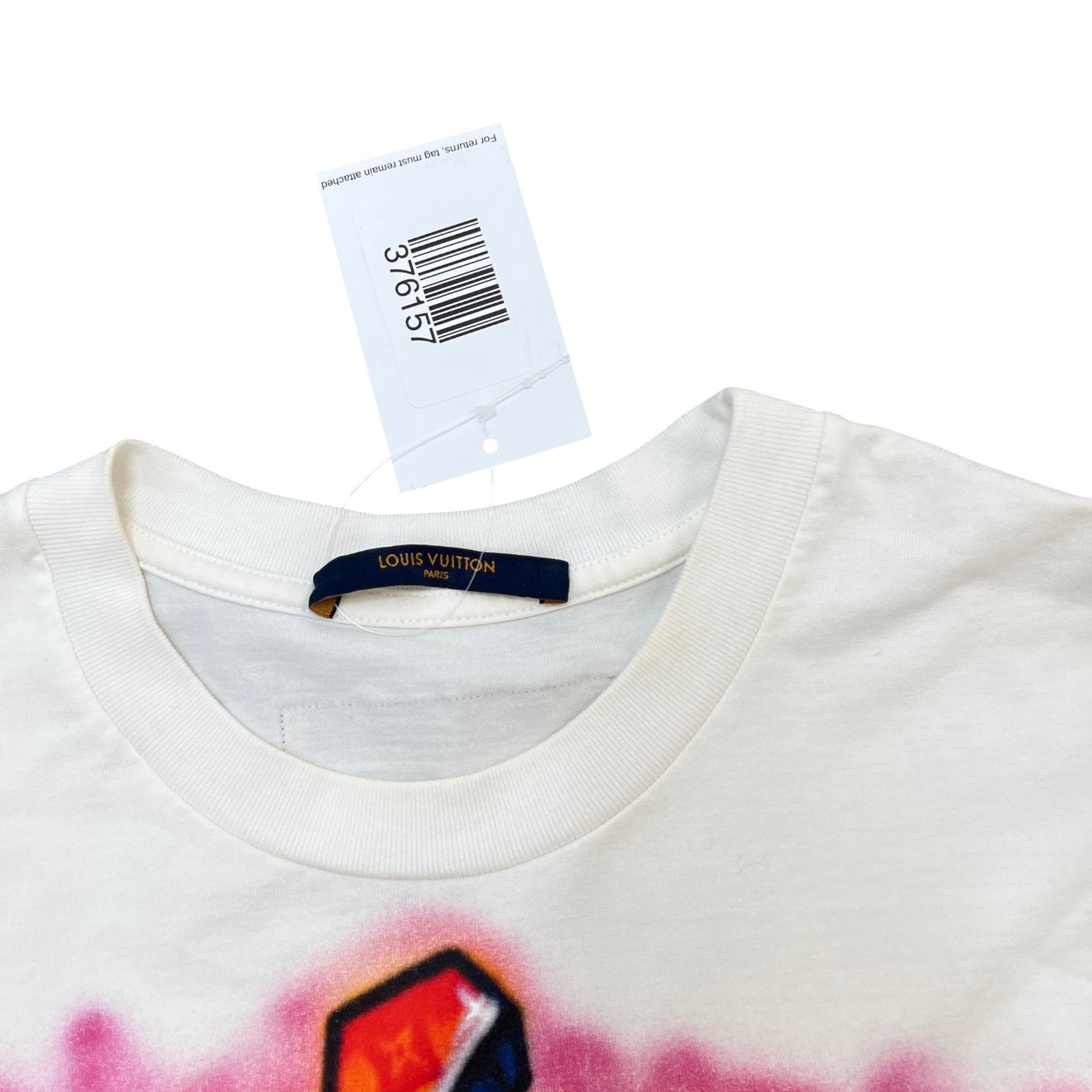 Men's Graffiti Logo Print T-Shirt White Size M - Photo 6