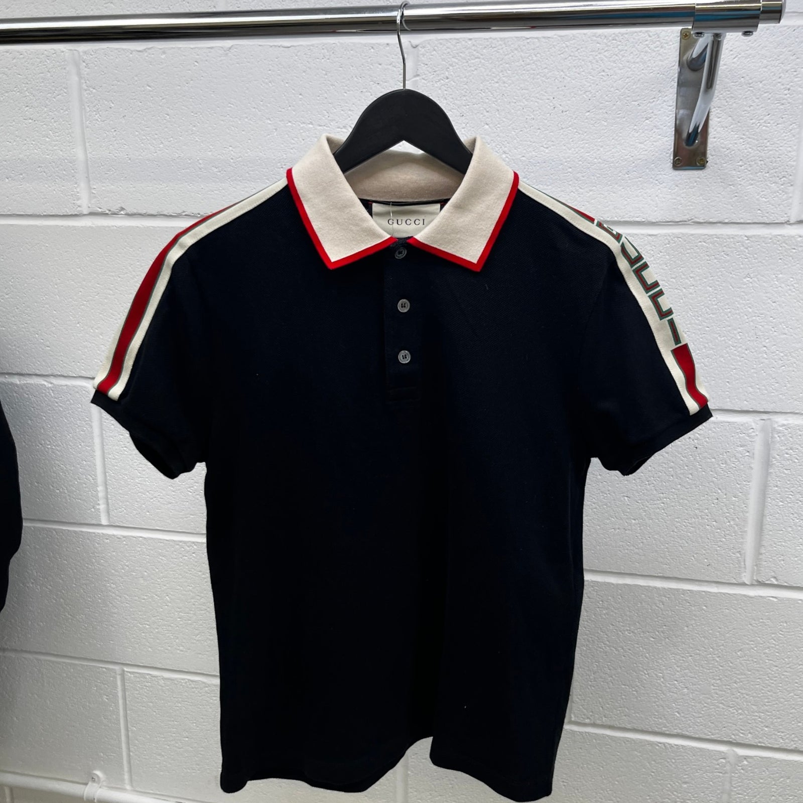 Men's Tape Logo Polo Shirt Black Size S - Photo 8