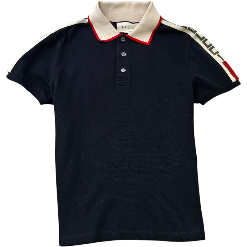 Men's Tape Logo Polo Shirt Black Size S