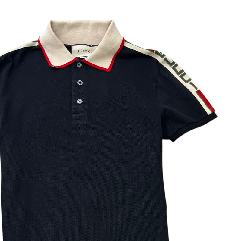 Men's Tape Logo Polo Shirt Black Size S