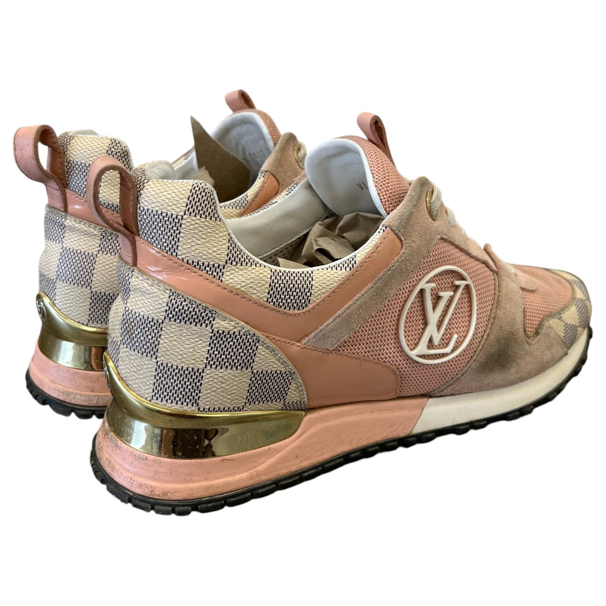 Women's Suede Damier Azur Run Away Low Trainers Pink Size UK 5.5 / EU 38.5 - Photo 8