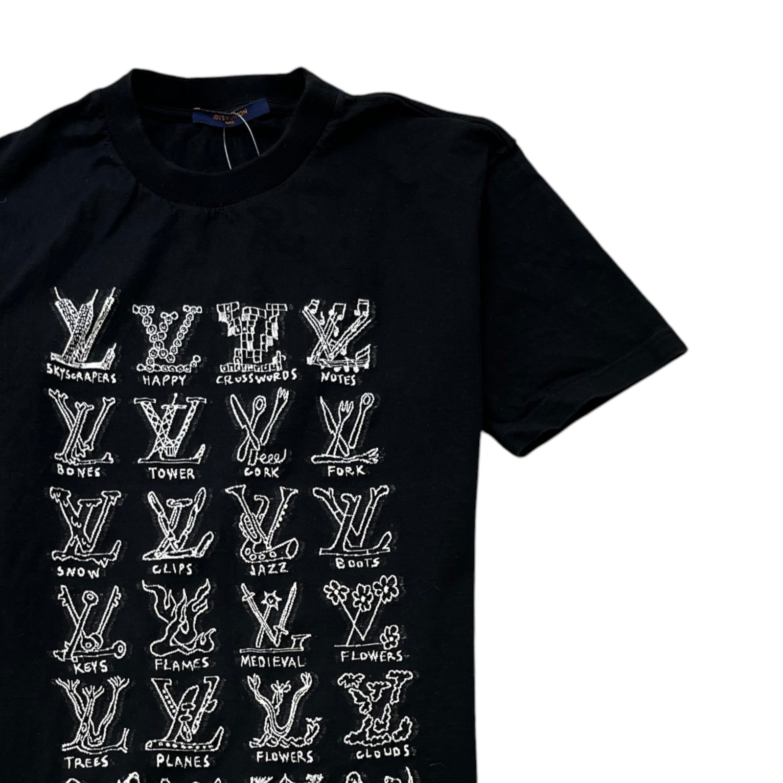 Men's Cartoon Monogram T-Shirt Black Size M - Photo 3