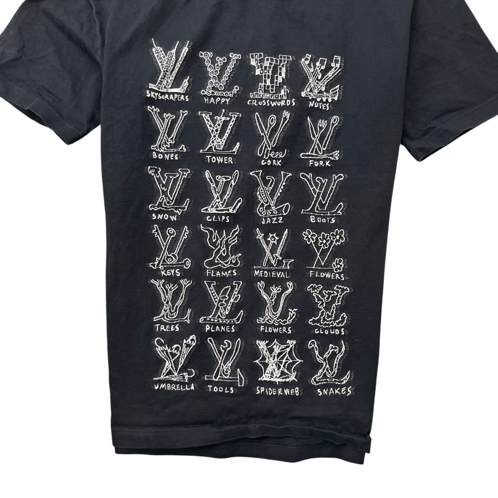 Men's Cartoon Monogram T-Shirt Black Size M - Photo 5