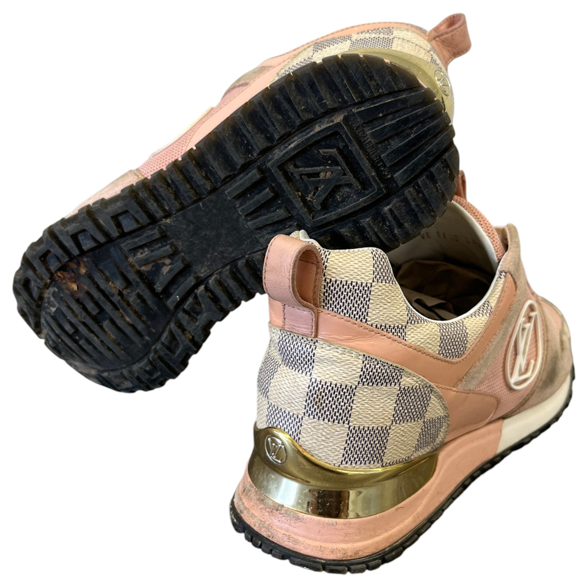 Women's Suede Damier Azur Run Away Low Trainers Pink Size UK 5.5 / EU 38.5 - Photo 10