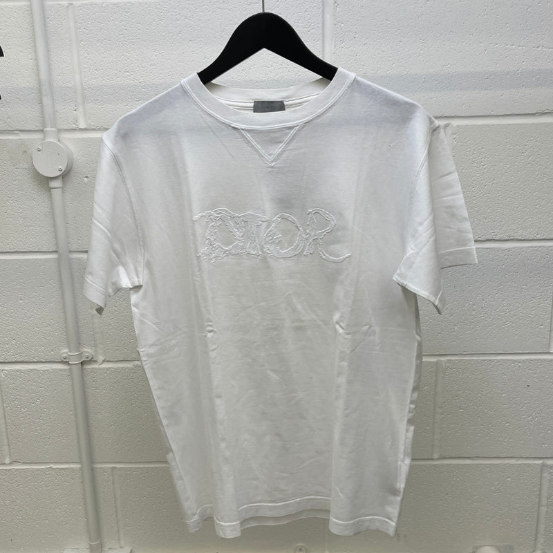 Men's Embroidered Logo T-Shirt White Size S