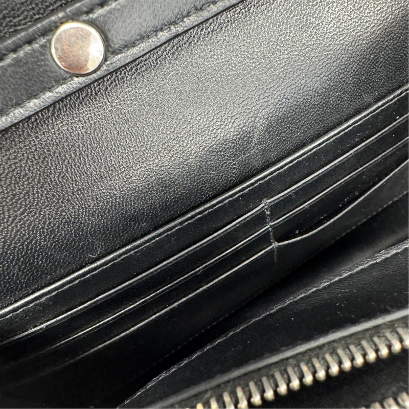 Women's Logo Crocodile Embossed Wallet on Chain Crossbody Bag Black