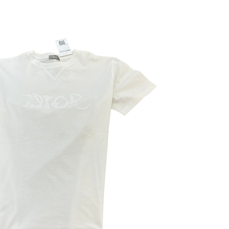 Men's Embroidered Logo T-Shirt White Size S