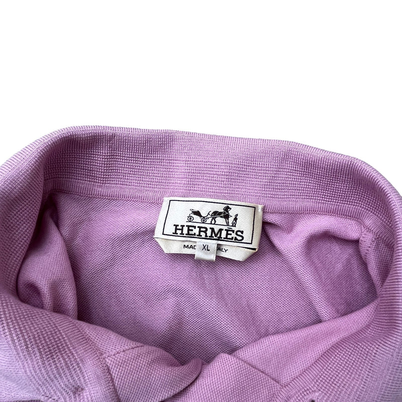 Men's Embroidered H Polo Shirt Pink Size XL