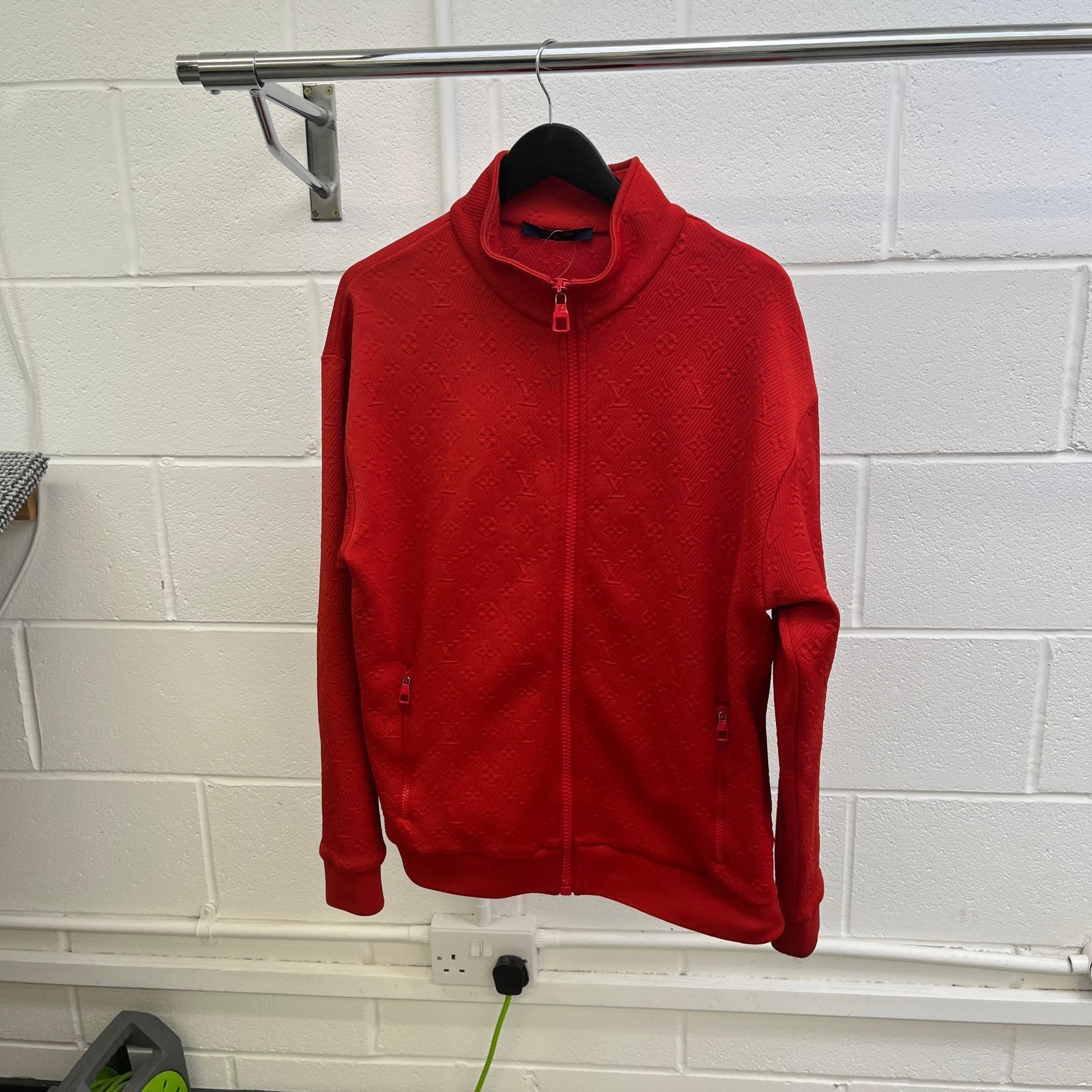 Men's Monogram Zip Up Down Jacket Red Size L - Photo 6