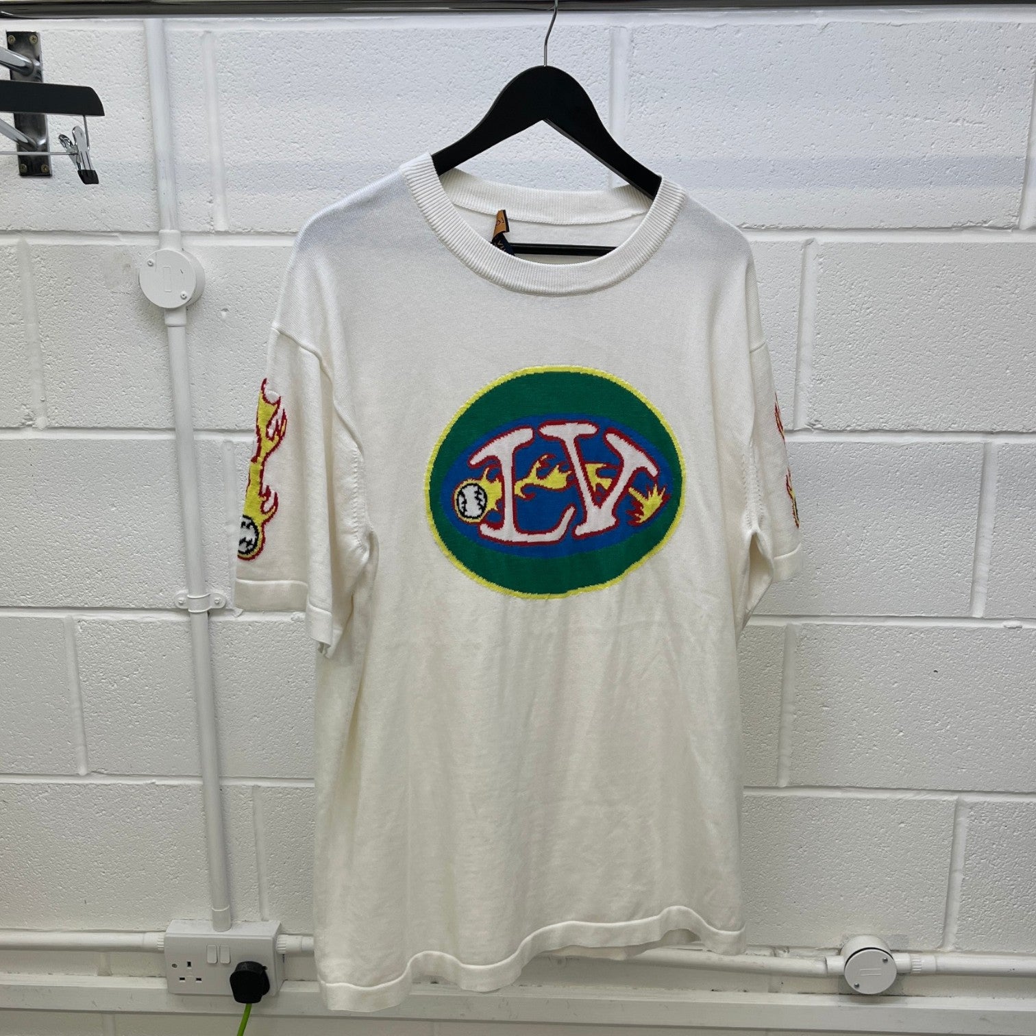 Men's Comics Intarsia Knit T-Shirt White Size XXL - Photo 10