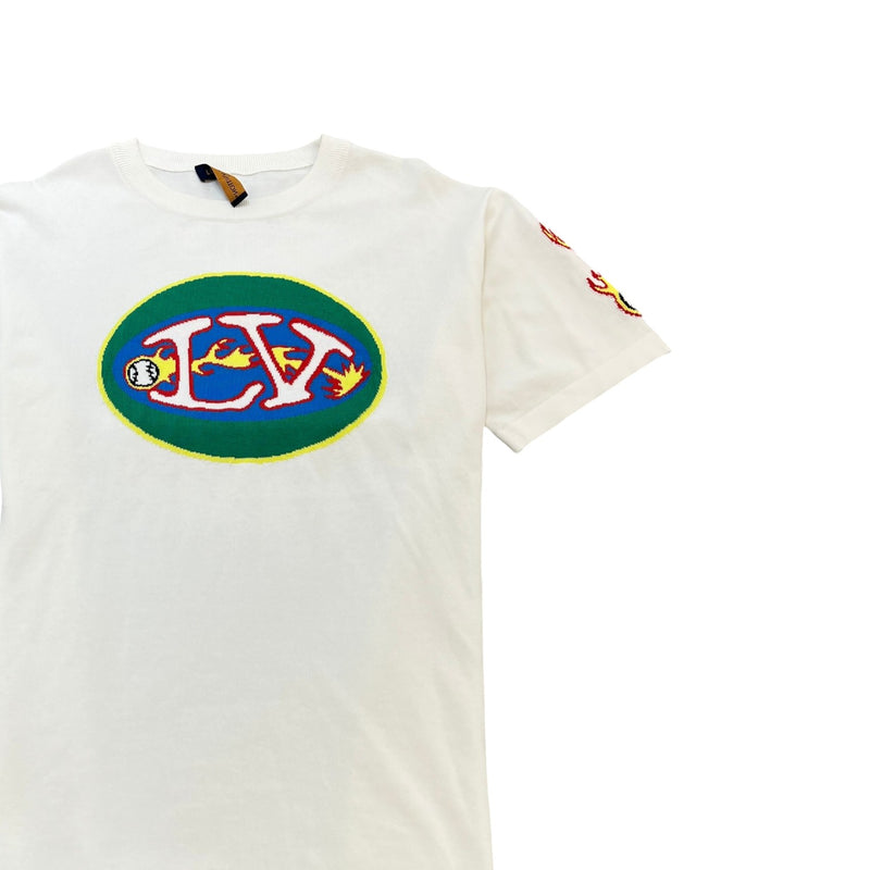 Men's Comics Intarsia Knit T-Shirt White Size XXL