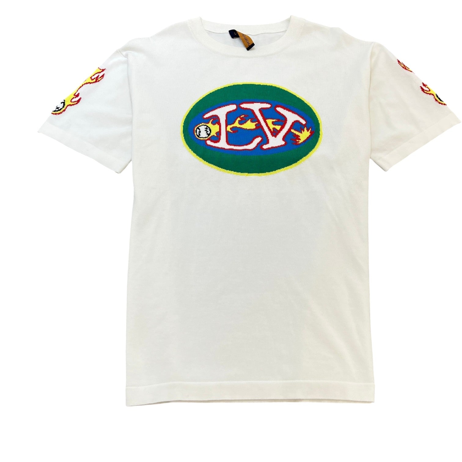 Men's Comics Intarsia Knit T-Shirt White Size XXL - Photo 1