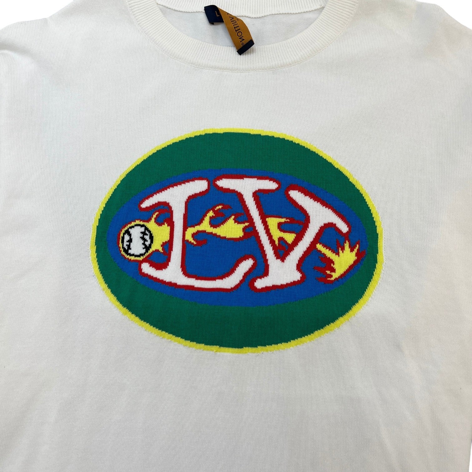 Men's Comics Intarsia Knit T-Shirt White Size XXL - Photo 5