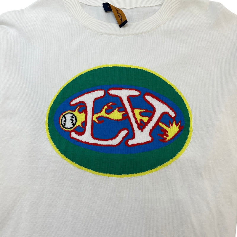 Men's Comics Intarsia Knit T-Shirt White Size XXL