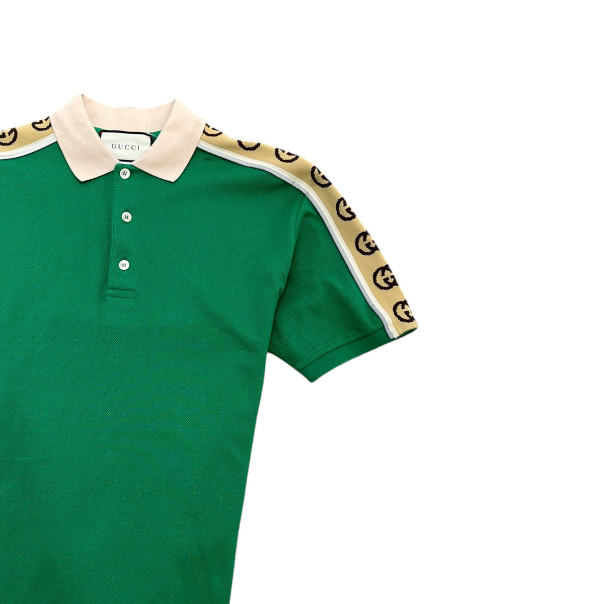 Men's GG Tape Logo Polo Shirt Green Size M - Photo 3