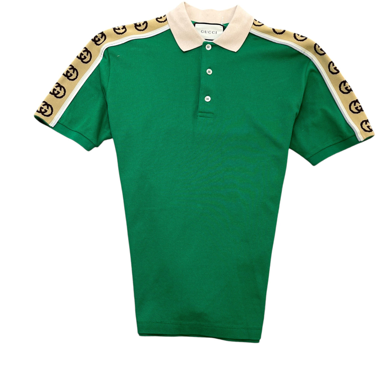 Men's GG Tape Logo Polo Shirt Green Size M - Photo 1