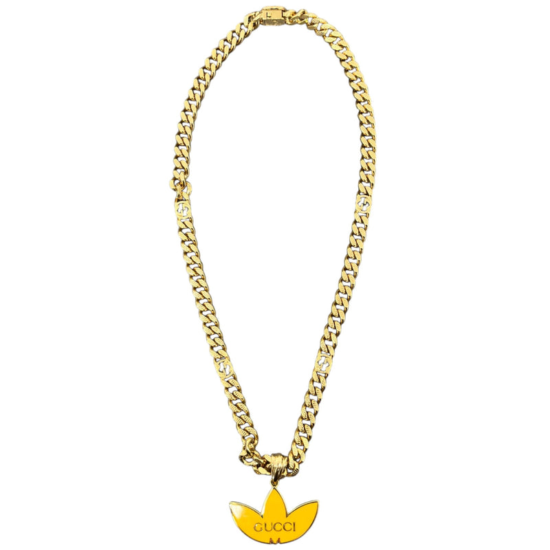 Women's Enamel Gourmette Trefoil Pendant Necklace Gold