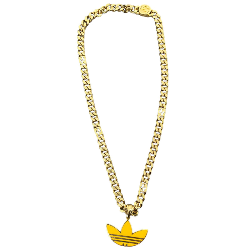 Women's Enamel Gourmette Trefoil Pendant Necklace Gold