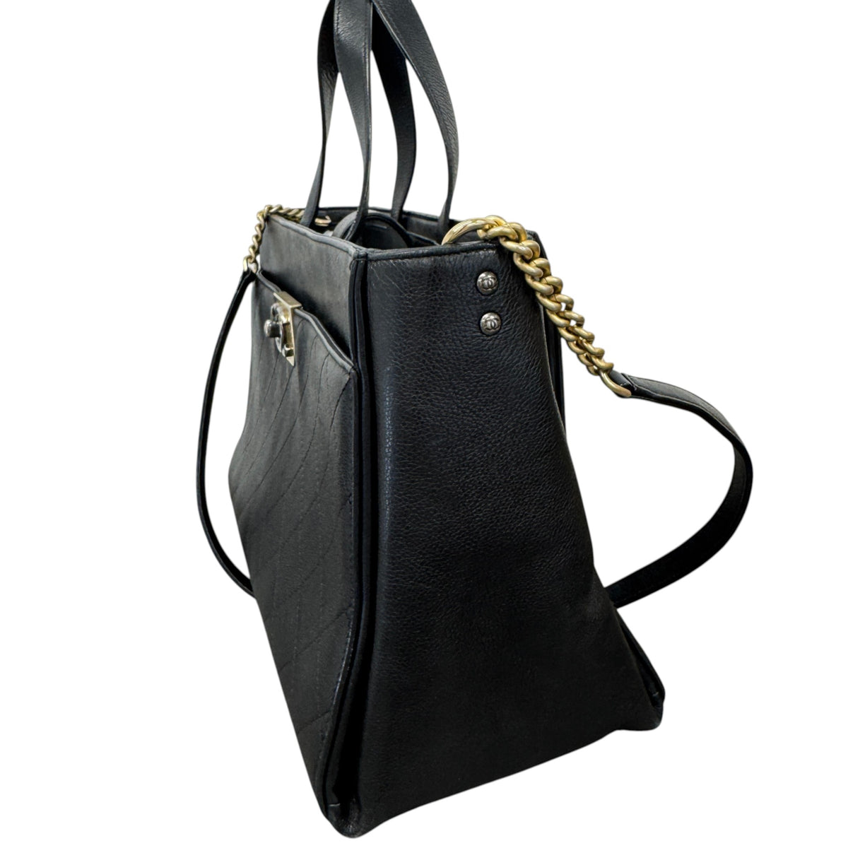 Women's Straight Lines Tote Large Handbag Black - Photo 4