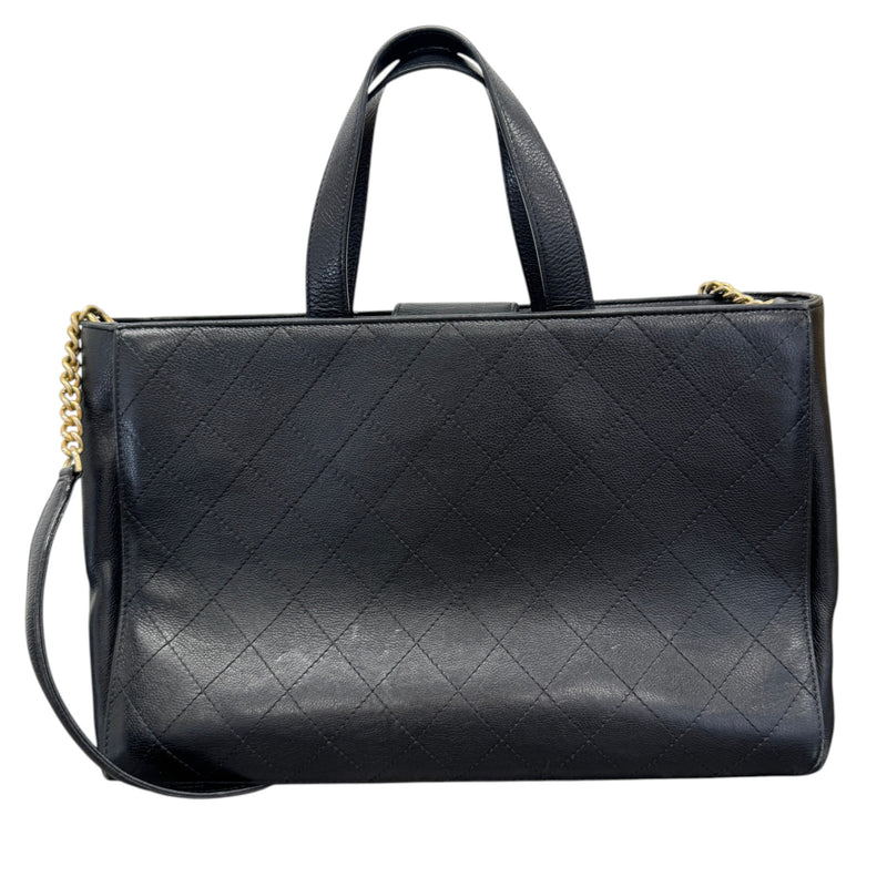 Women's Straight Lines Tote Large Handbag Black