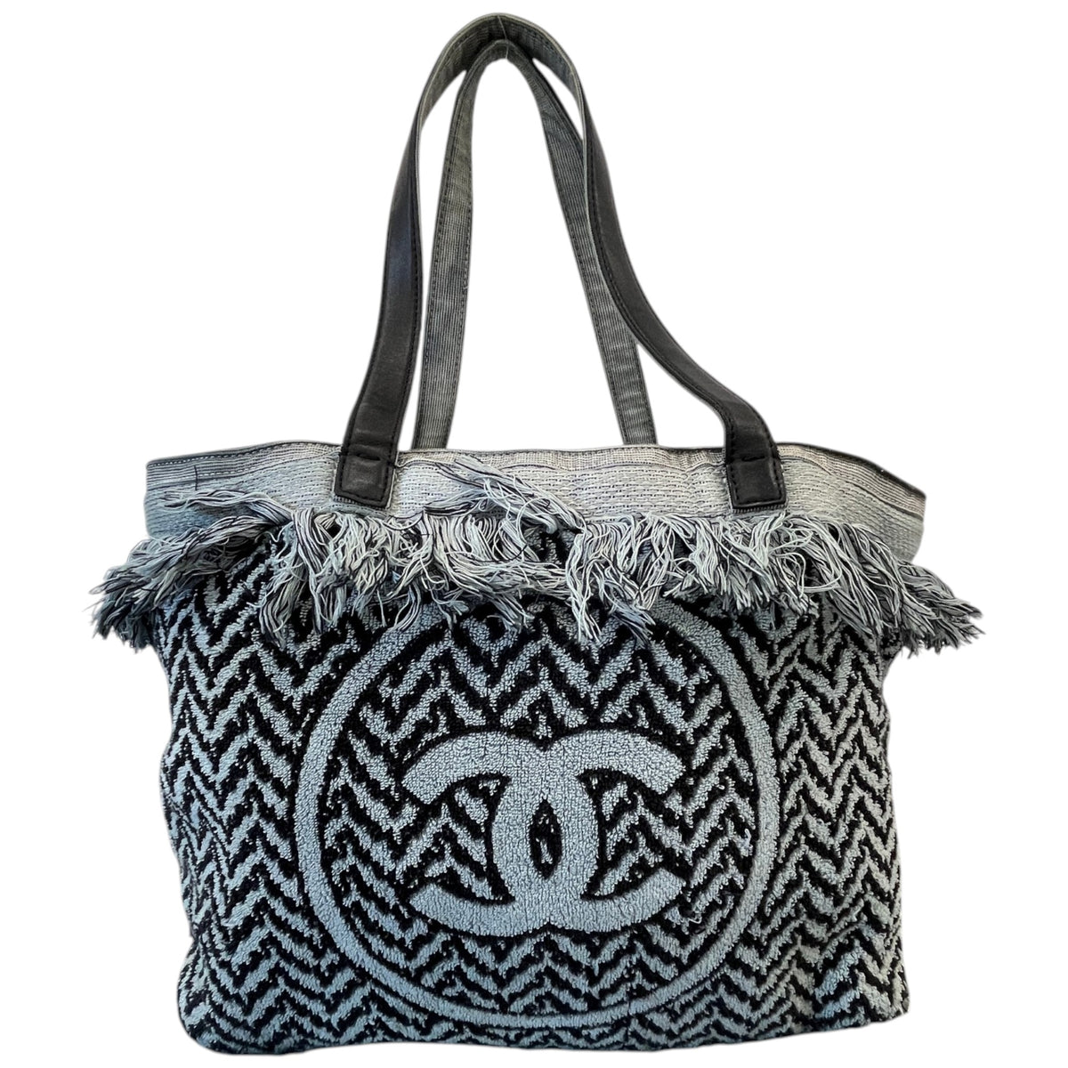 Women's Paris-Dubai Extraordinary Fringe Beach Tote Handbag Black - Photo 1