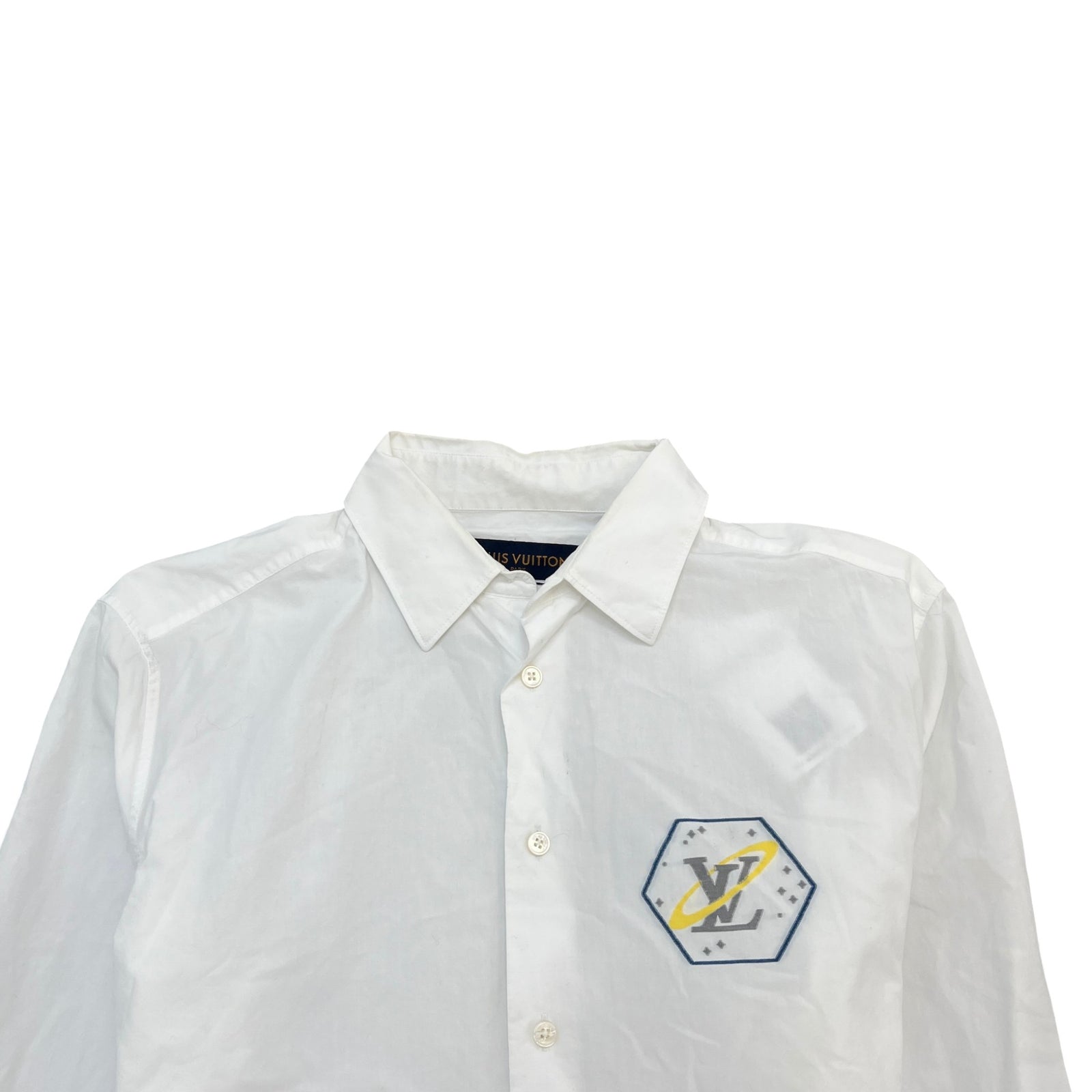 Men's Space Badge Long Sleeve Shirt White Size M - Photo 5