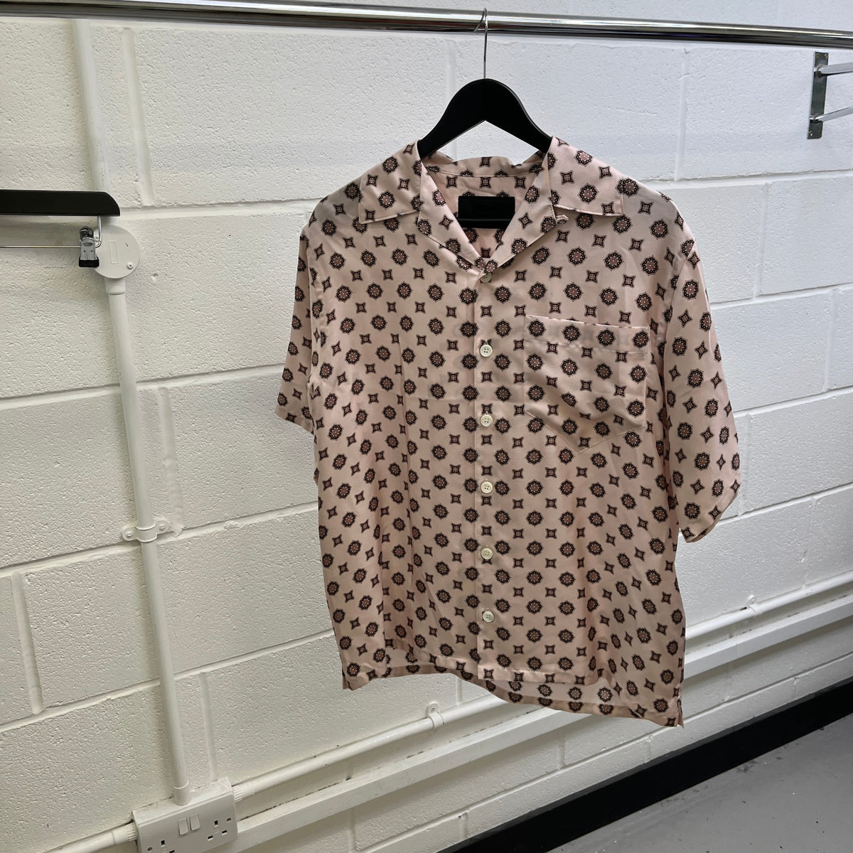 Men's Arabesque Print Short Sleeve Shirt Pink Size S - Photo 6
