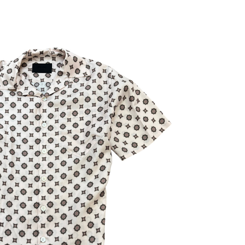 Men's Arabesque Print Short Sleeve Shirt Pink Size S