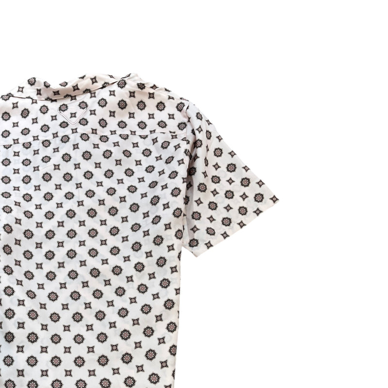 Men's Arabesque Print Short Sleeve Shirt Pink Size S