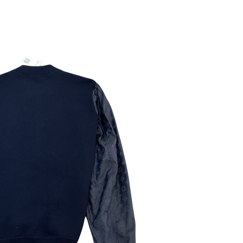 Men's Monogram Sleeve Bomber Jacket Navy Size XXL