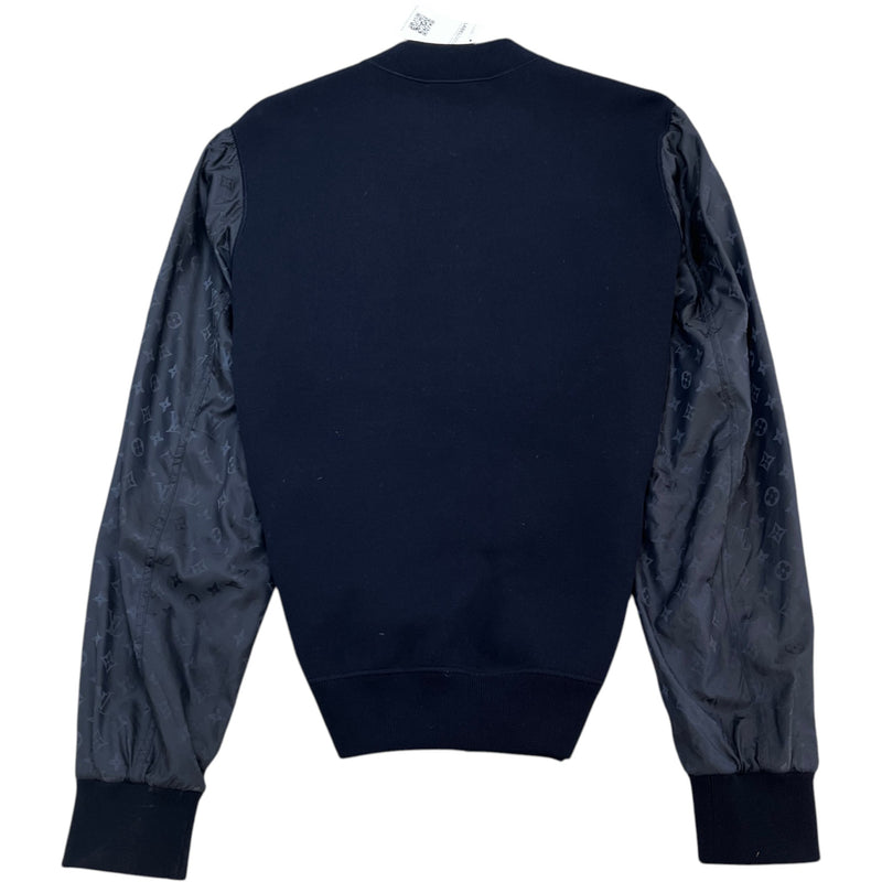 Men's Monogram Sleeve Bomber Jacket Navy Size XXL