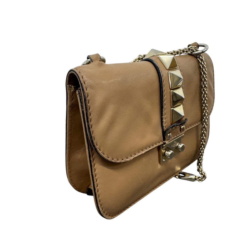 Women's Glam Lock Flap Crossbody Bag Tan