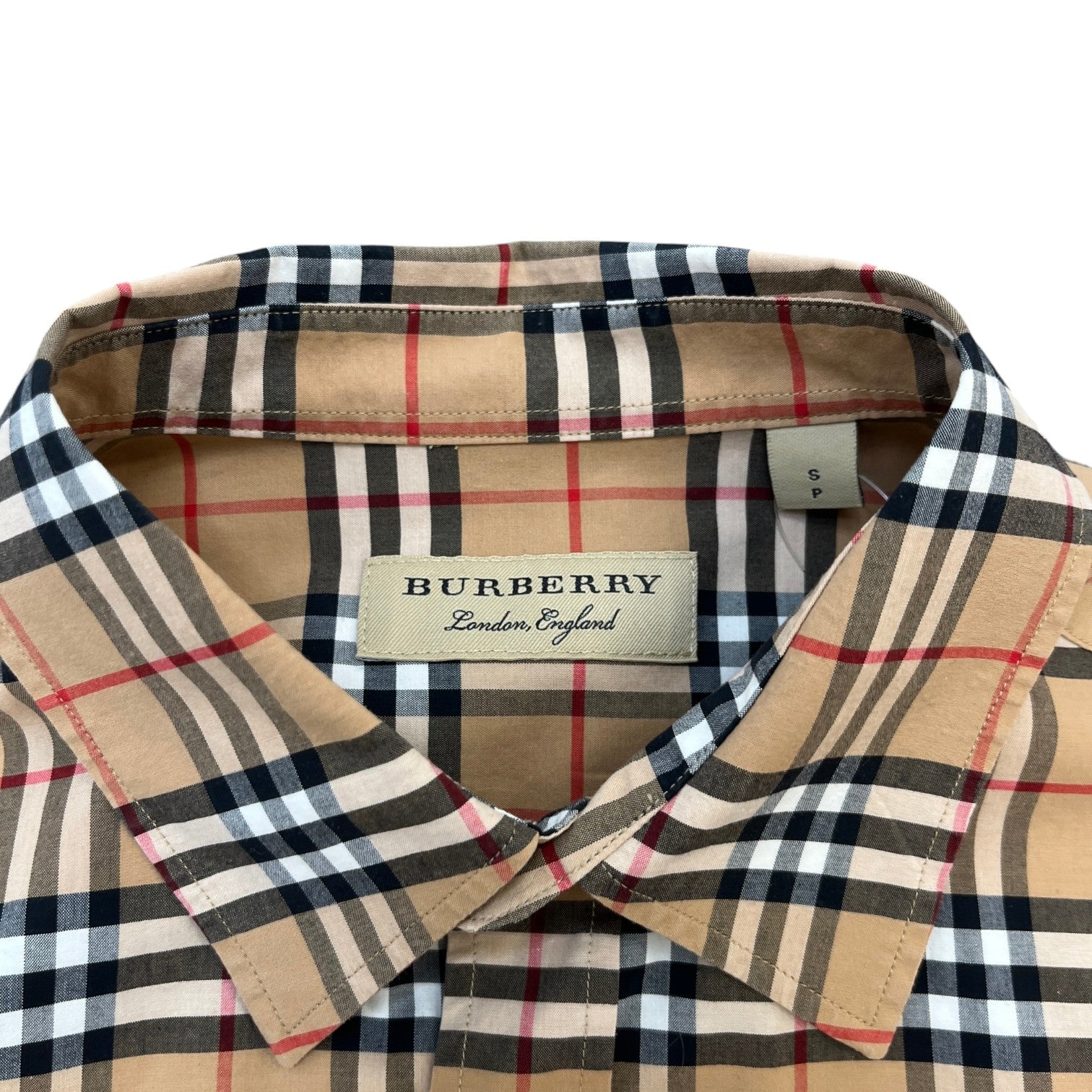 Men's Check Print Long Sleeve Shirt Beige Size S - Photo 6