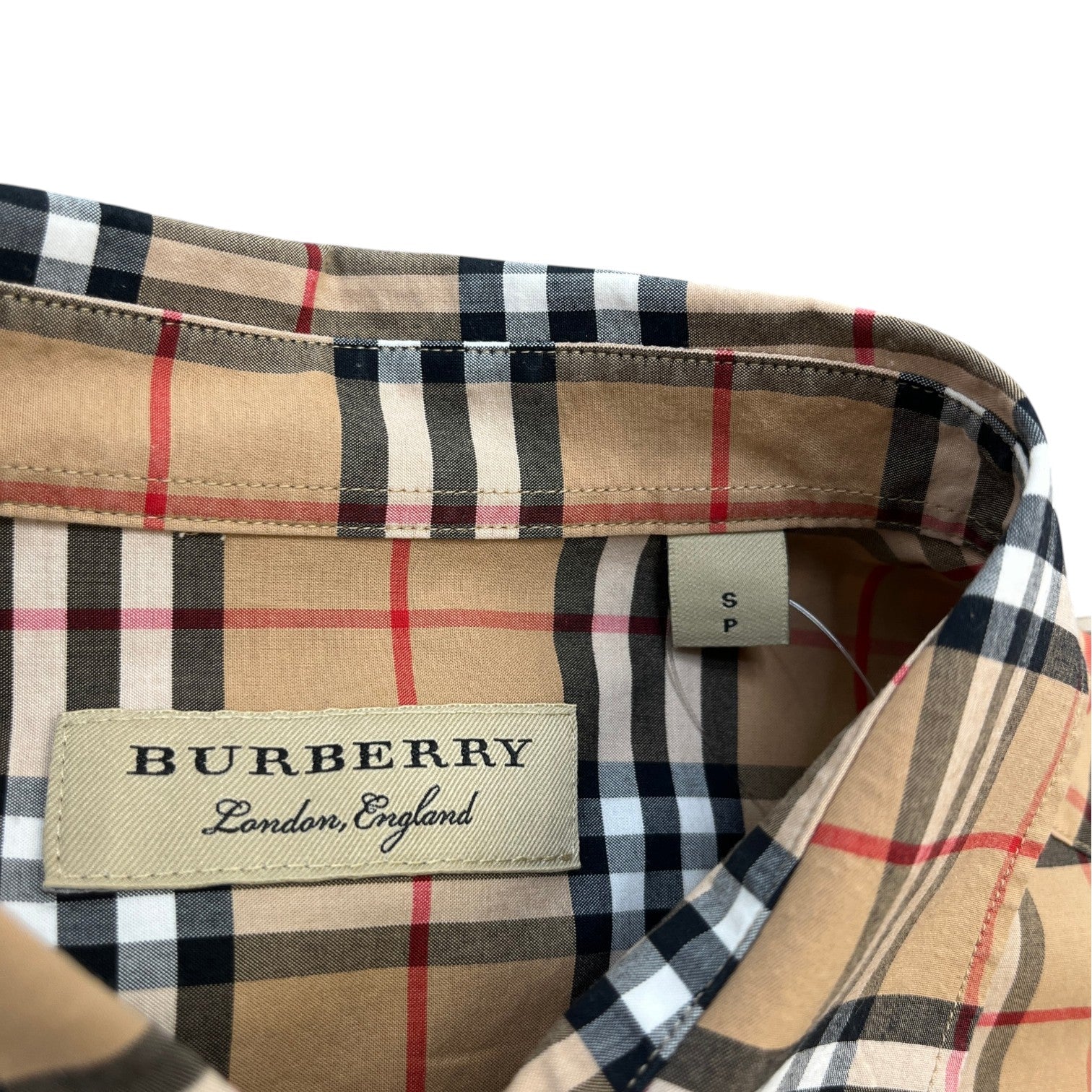 Men's Check Print Long Sleeve Shirt Beige Size S - Photo 7