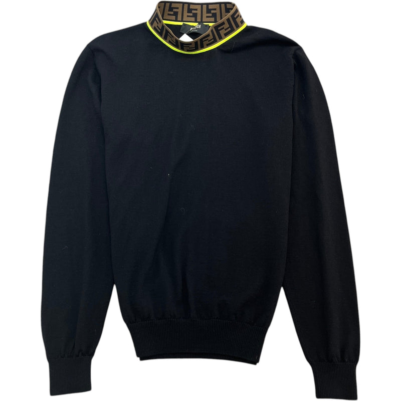 Men's Zucca FF Monogram Neck Logo Jumper Black Size L