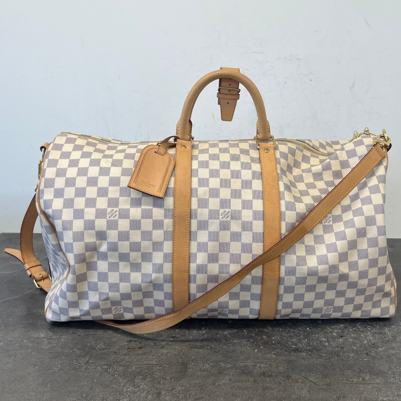 Women's Damier Azur Keepall 55 Travel Bag White - Photo 16