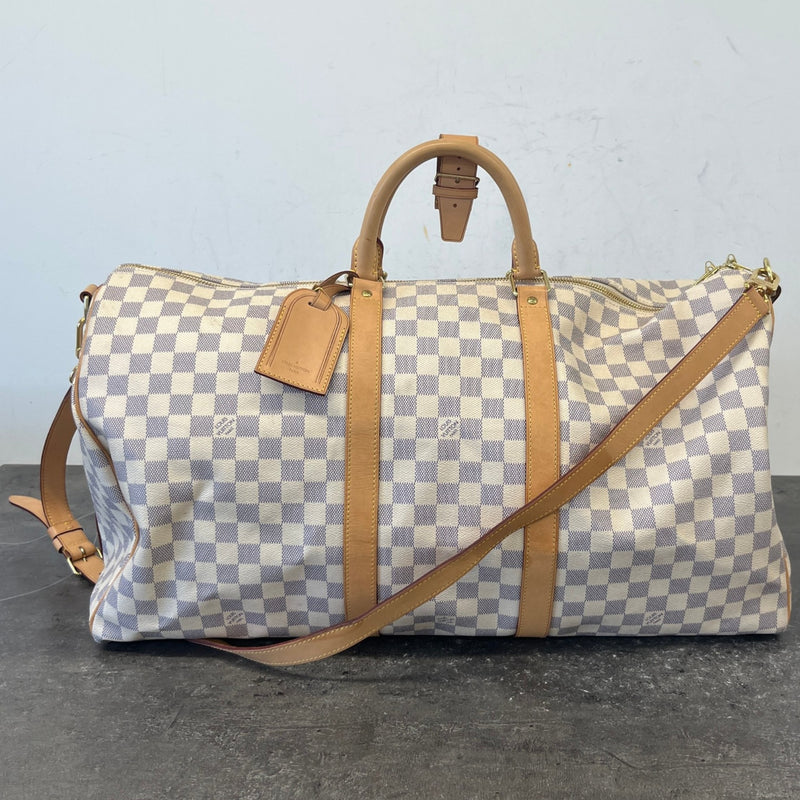 Women's Damier Azur Keepall 55 Travel Bag White