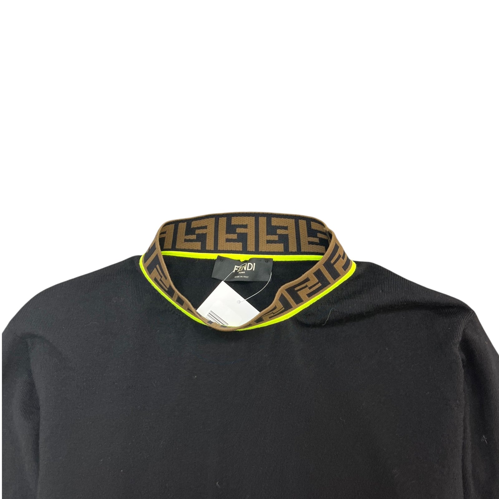 Men's Zucca FF Monogram Neck Logo Jumper Black Size L - Photo 5