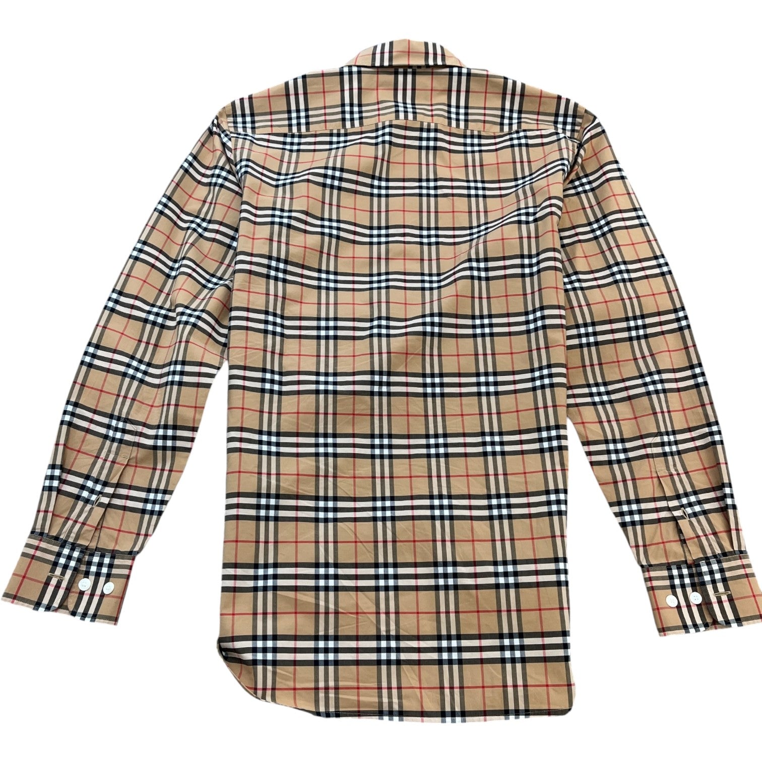 Men's Check Print Long Sleeve Shirt Beige Size S - Photo 2