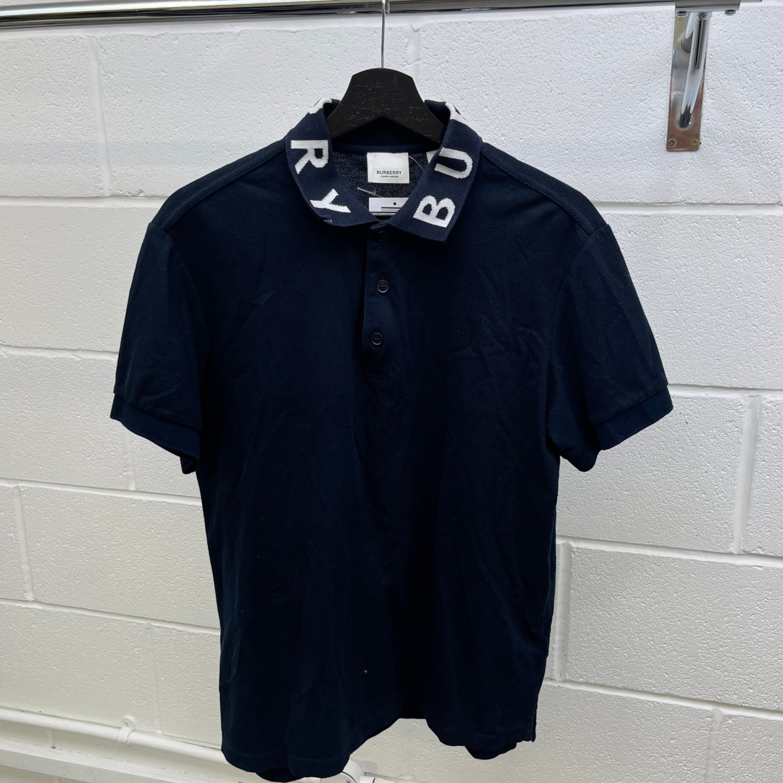 Men's Collar Logo Polo Shirt Navy Size S - Photo 8
